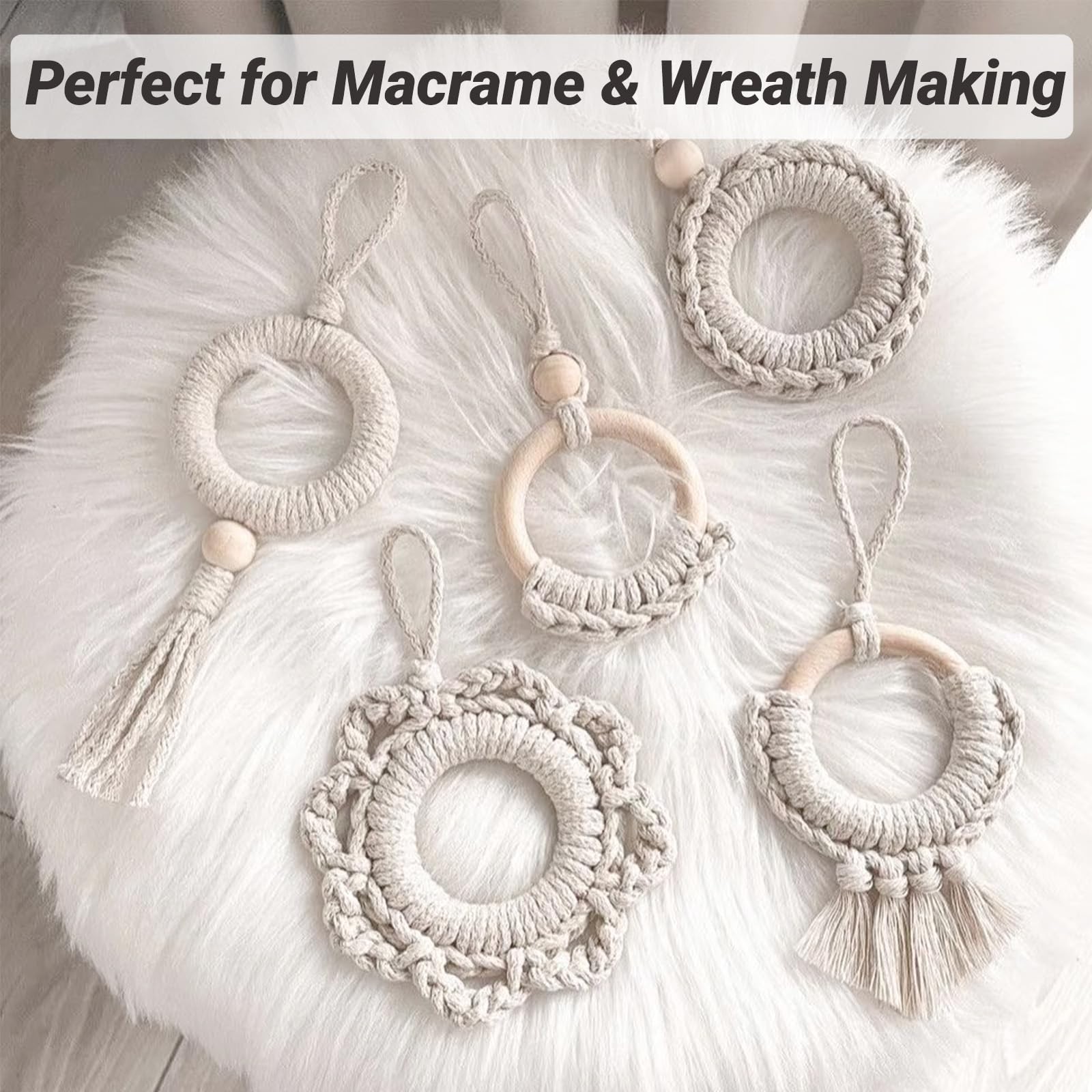 33pcs Wooden Rings for Crafts 3 Sizes Natural Wood Hoops for Macrame DIY Decor