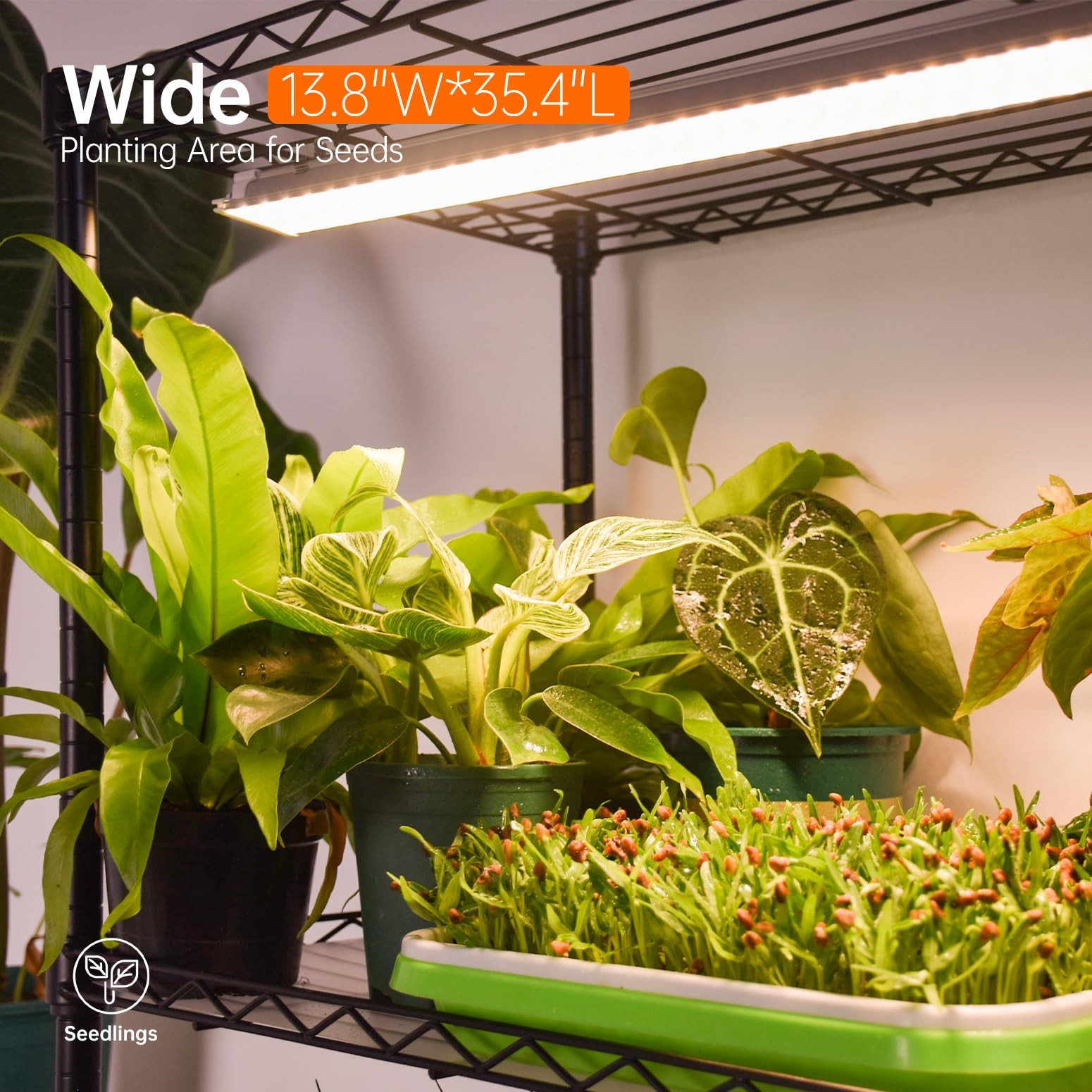 Bstrip Plant Shelf with Grow Lights, 4-Tier Light 30W Yellow