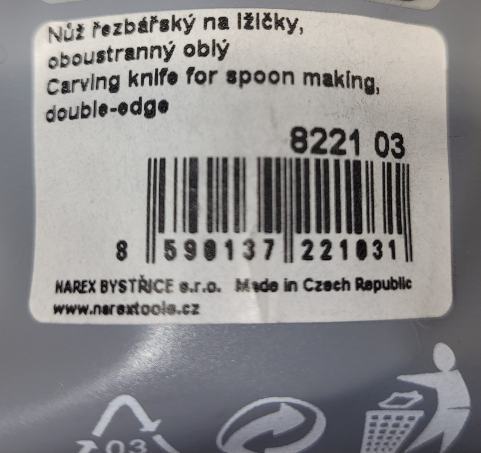 Narex spoon carving knife (model 822103) featuring a double-edged blade