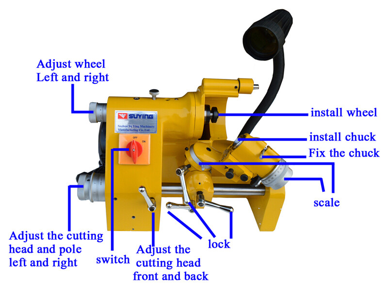 5Collets Universal Cutter Grinder Drill Sharpener Mill Drill Bit Lathe Tool 220V