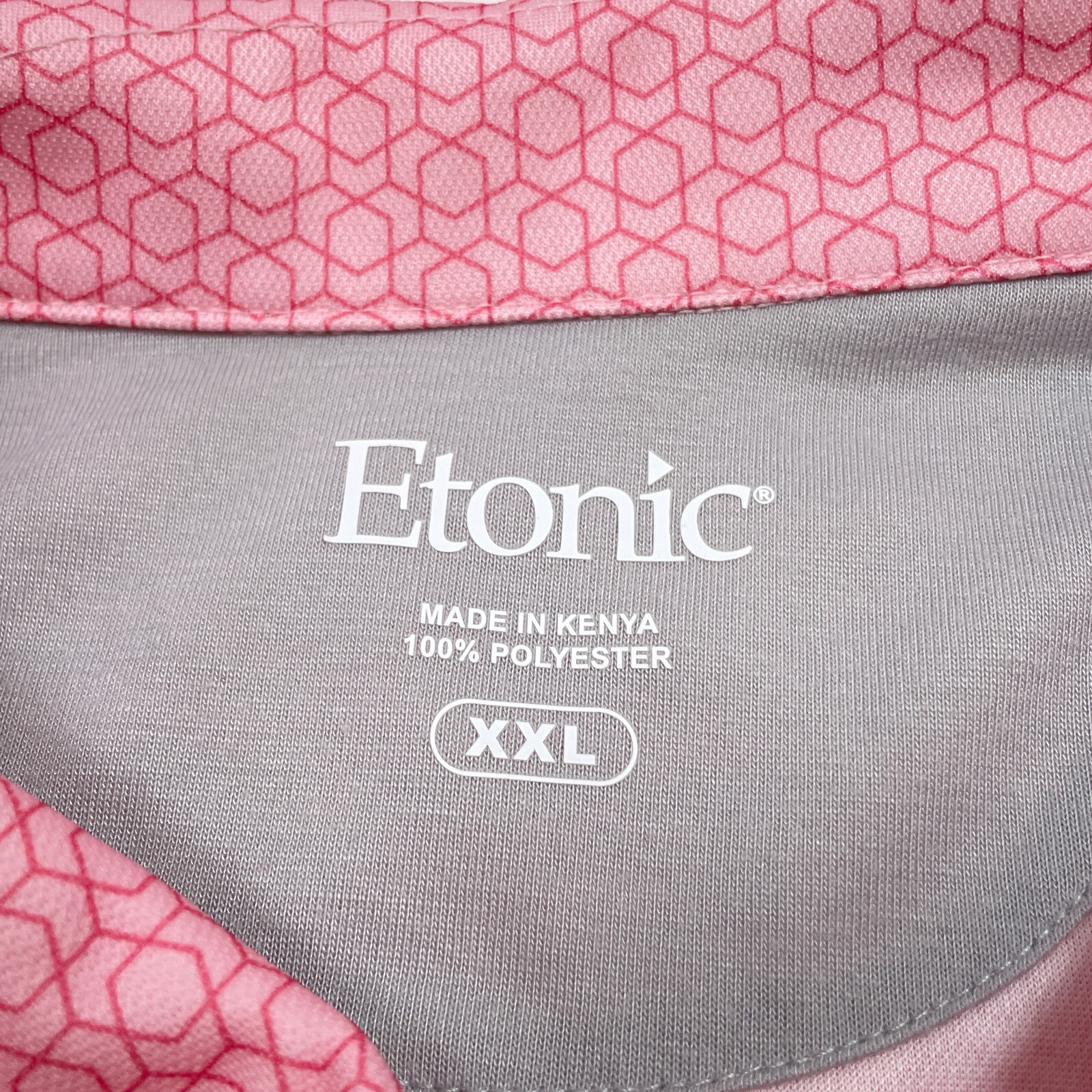 Etonic Men's XXL Golf Polo Shirt Pink Geometric Print Stretch