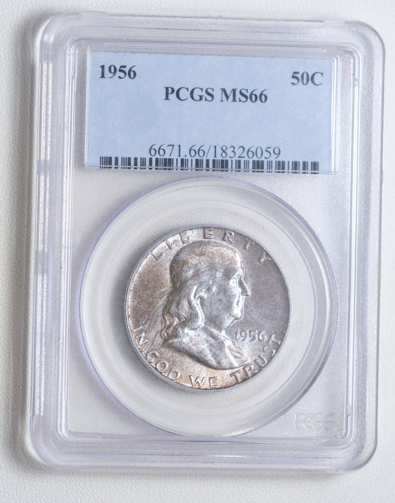 Toned 1956 Franklin Half Dollar PCGS MS66 "059"