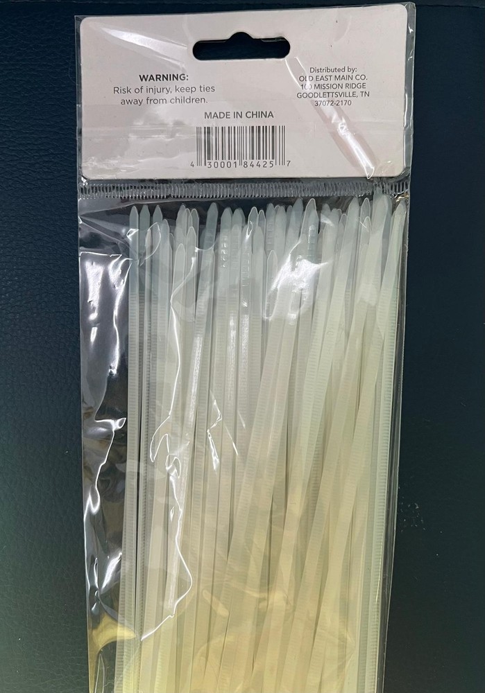 ProEssentials 8" Cable Zip Ties White 100 Count Multi-Purpose DIY Fasteners