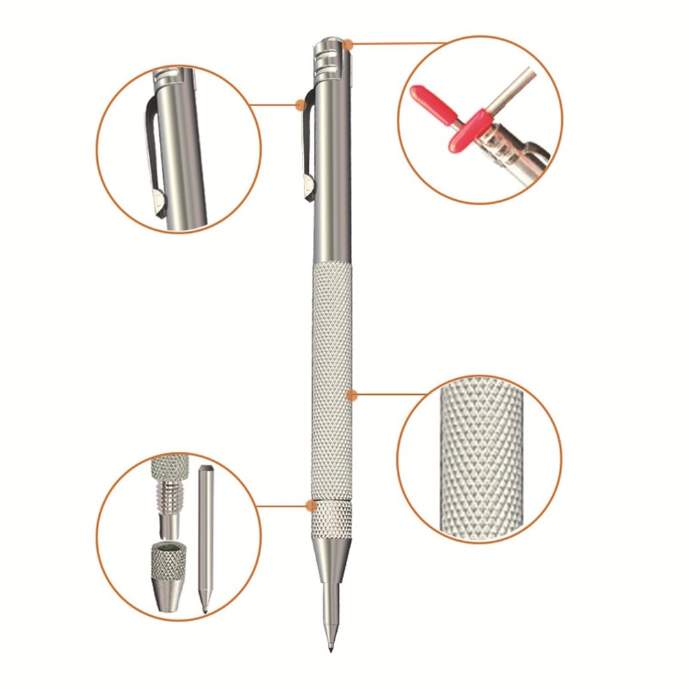 2pcs Tungsten Carbide Tip Scriber With 12 Replacement Marking Tip, Silver
