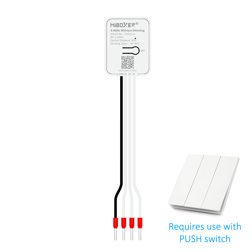 PUSH2-3 - 2.4GHz Wireless Dimming (3-Zone)