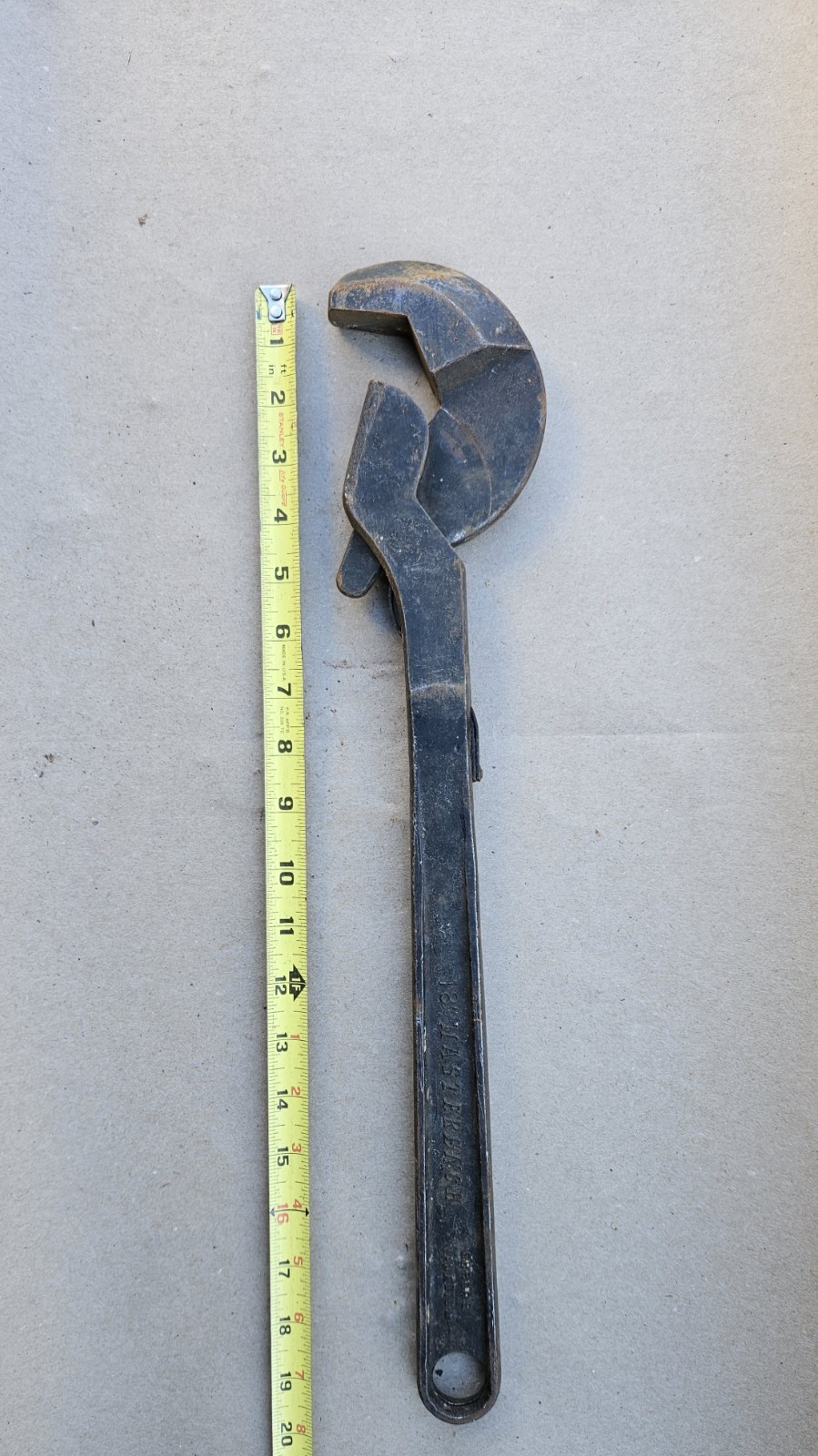 ULTRA RARE 18" Heller Bros. Masterench Adjustable Wrench Smooth Jaw, Vintage USA