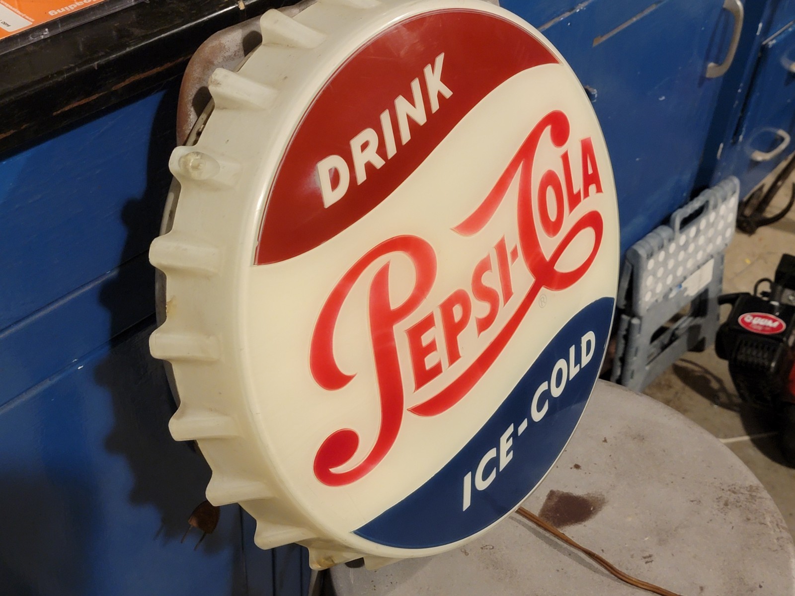 Lighted Sign Drink Pepsi Cola Ice Cold Cap Advertising Store Display Working