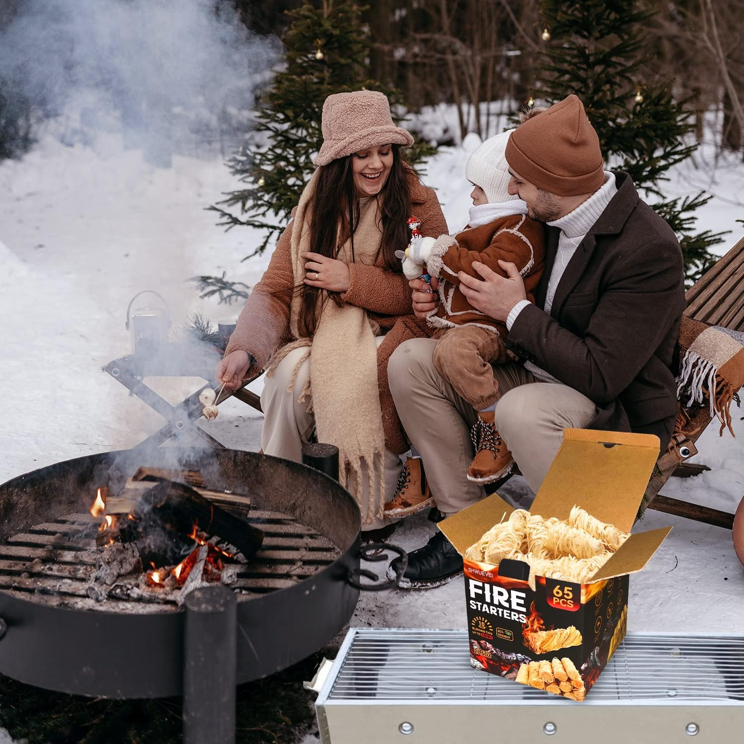 65 Pcs Fire Starter - Natural Fire Starters for Fireplace, Pellet Stove & Wood,