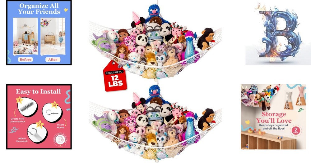 Space-Saving Triangular Stuffed Animal Storage Net - Easy Install, 12lbs Limit