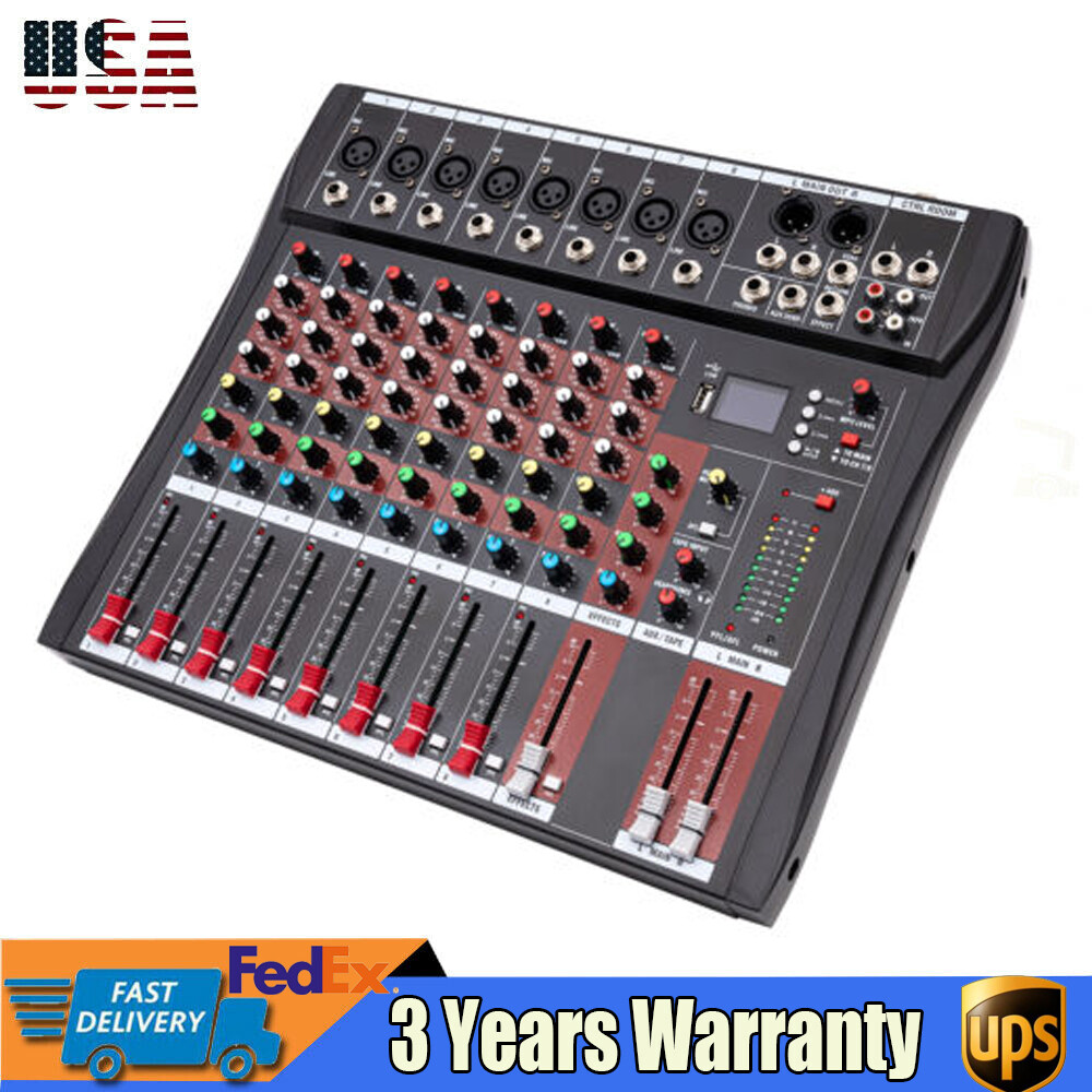 New 8 Channel Mixer Stage performance small portable phantom power Bluetooth ABS