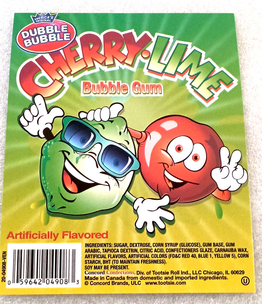 Dubble Bubble Cherry-Lime Bubble Gum Vending Machine Display Card 2010s NOS NEW