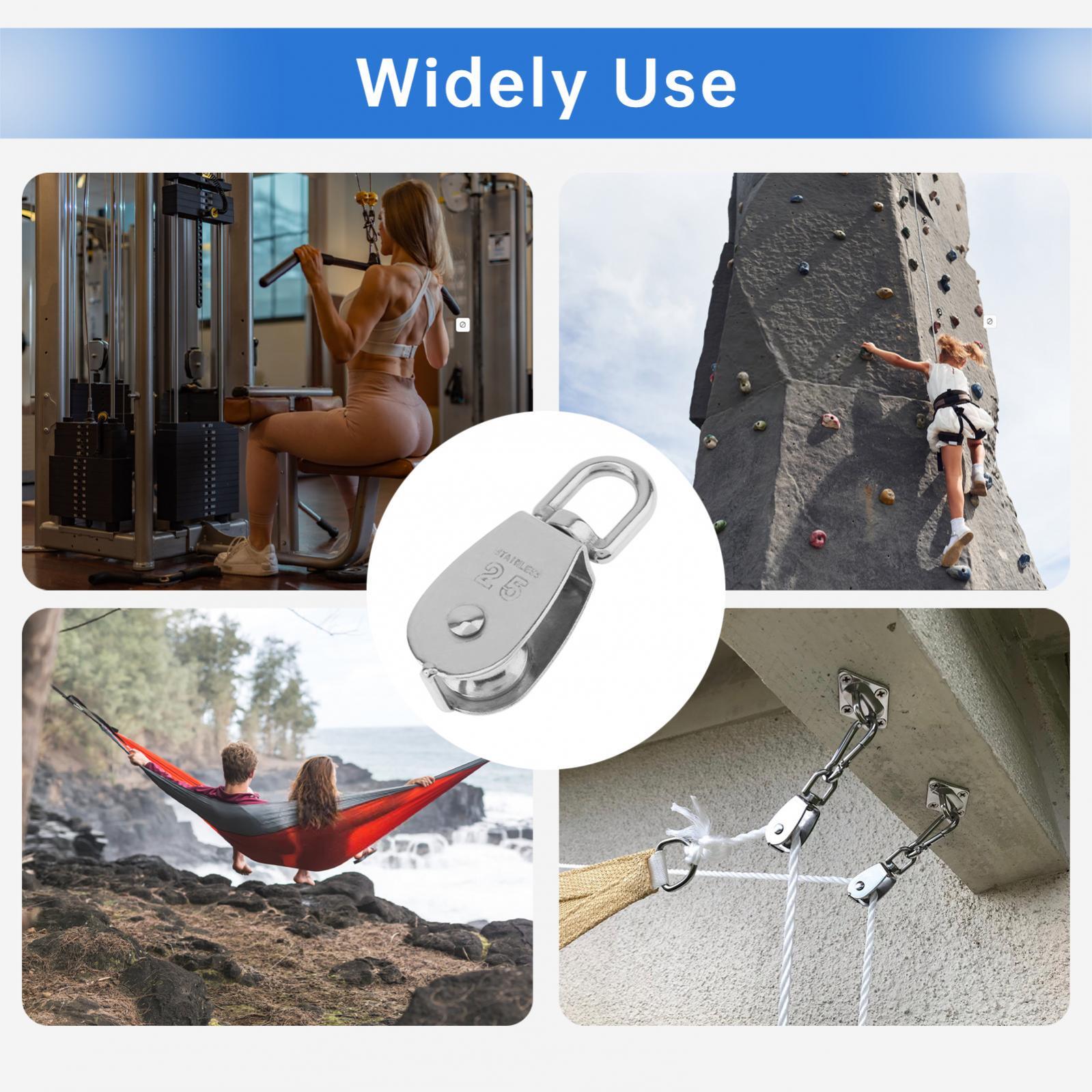 2x M25 Single Pulley Block 304 Single Pulley Wheel Kit for Lifting / Hanging US