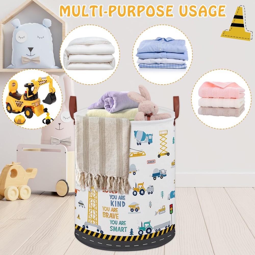 Construction Decor for Boys Room Laundry Middle, Yellow