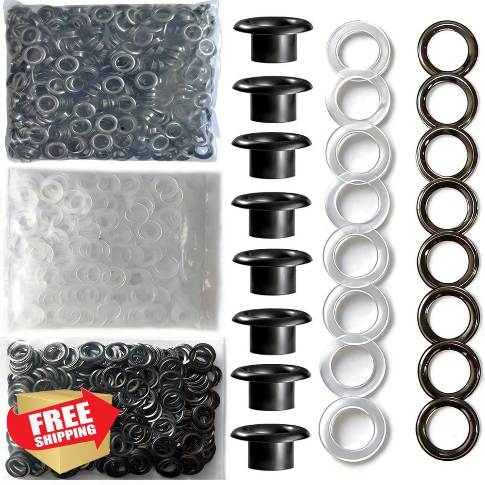 3/8" Brass Grommet Refill Black 300 Sets Rustproof Eyelets for Tools