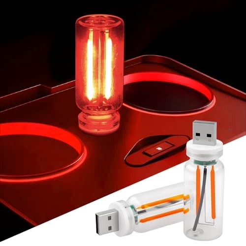 2 PCS USB LED Car Interior Atmosphere Light, Touch Control Adjustable Red