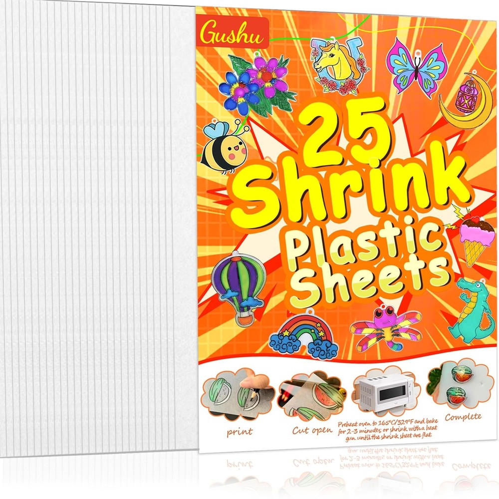 25PCS Shrinky Dink Sheets,Shrink Plastic Sheets for Crafts,Shrinky Plastic fo...