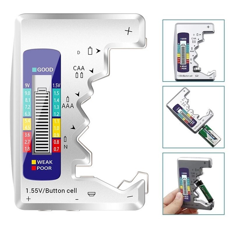 Digital Battery Tester with LCD Display & Multiple Functions for Button Cells