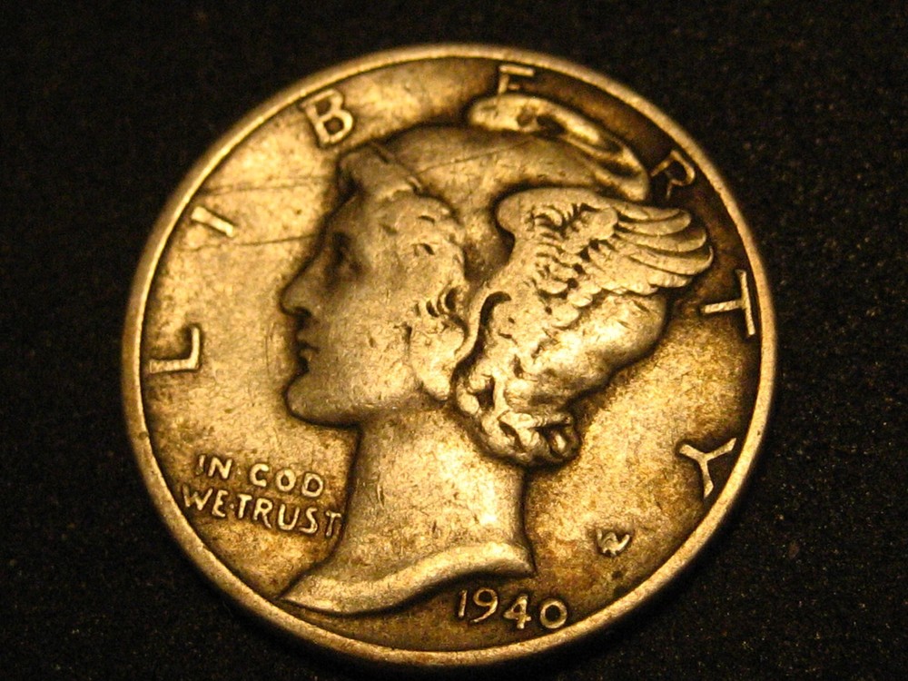 1940-P 90% Silver Mercury Head Dime