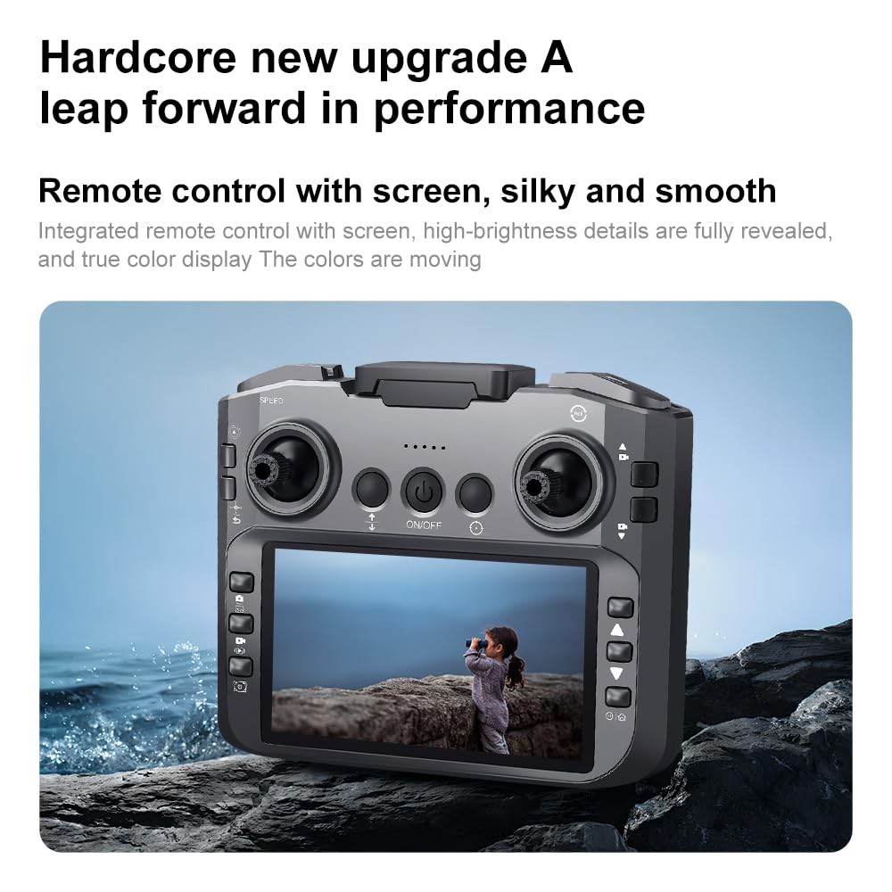 Hobby RC Drone with 180° Adjustable HD Camera & Large Screen Controller, Grey