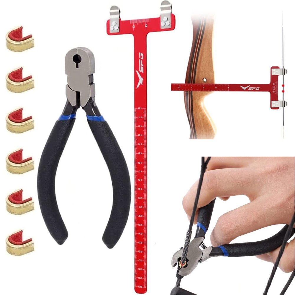 SOPOGER Archery Bow Square Nocking Points Pliers String Knock Kit T Red