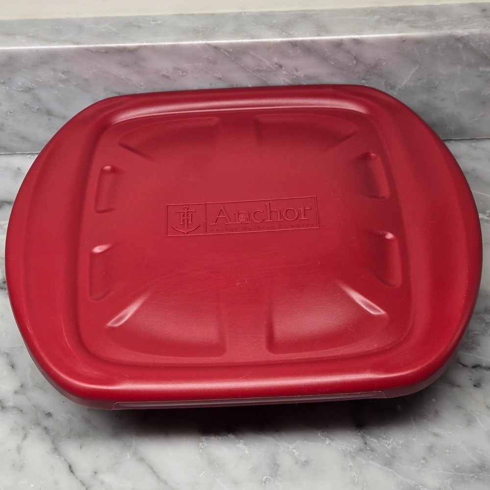 Anchor Hocking Glass Bakeware Set 2 Piece Rectangular Baking Dishes w/ Red Lids