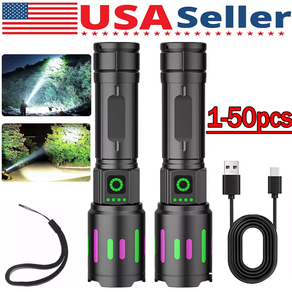 35000000 Lumen Super Bright LED Tactical Flashlight Rechargeable Work Light Lot
