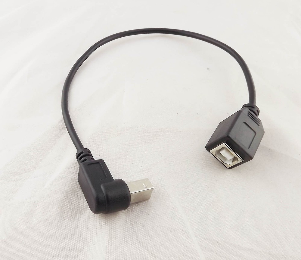 USB 2.0 B Female To Down Angle USB B Male Printer Short Data Cable Adapter 1ft