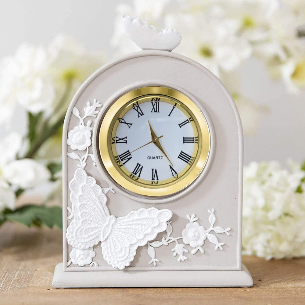 1.5" Mini Clock Insert White Face Gold Bezel Roman Numerals New
