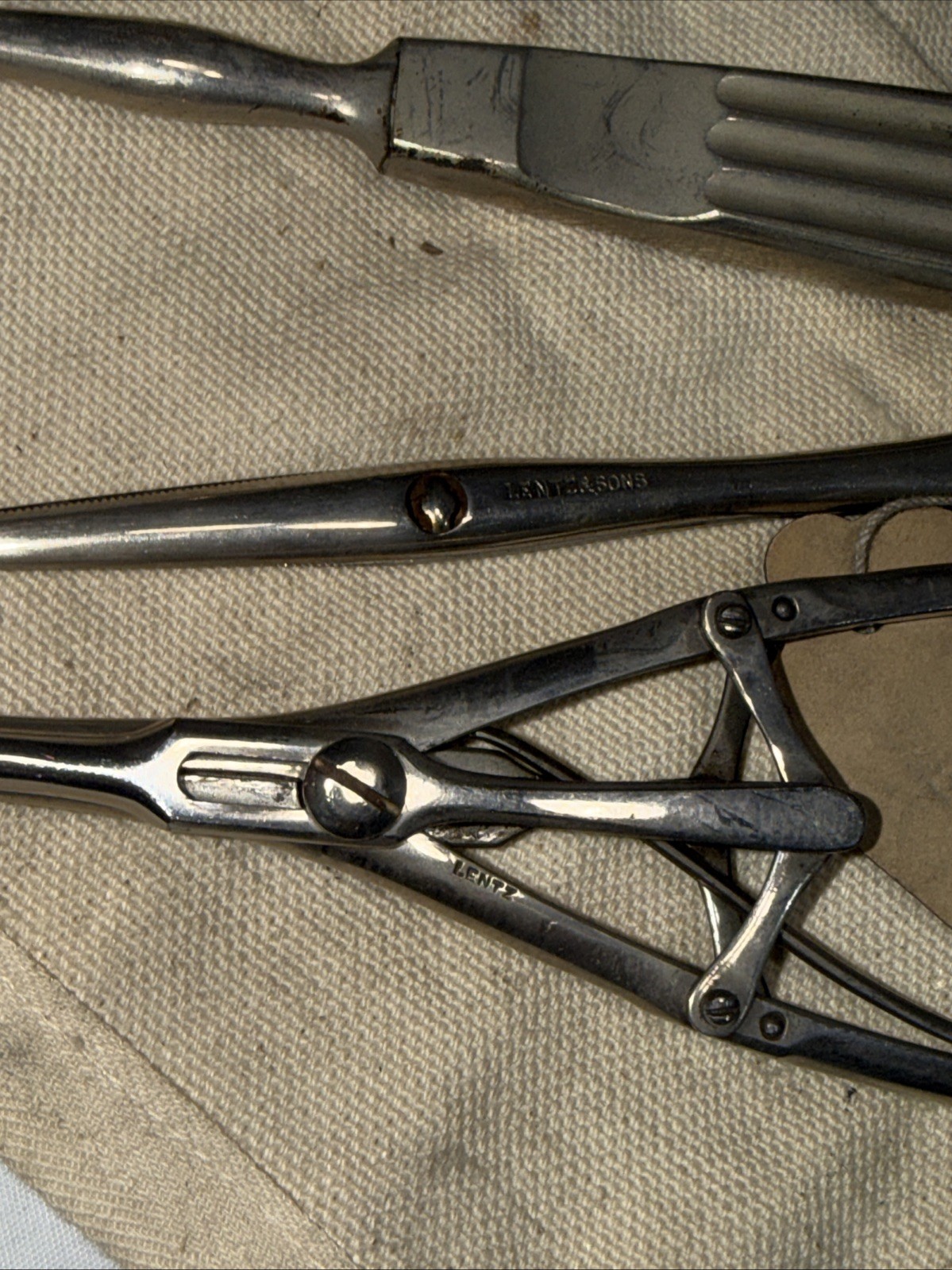 1890s LENZ & SONS Antique Surgical Instrument Ear Nose Throat Medical Tool Lot