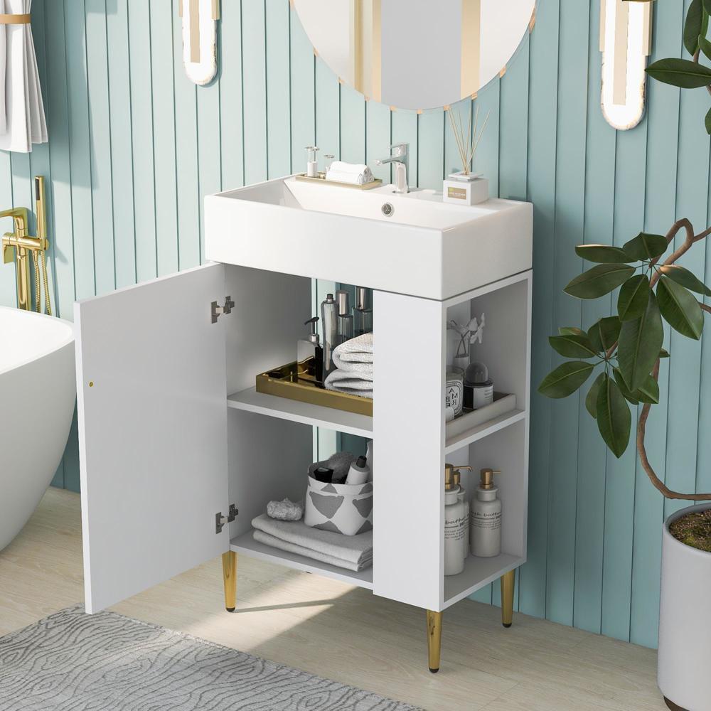 21.6" Bathroom vanity,Combo Cabinet,Bathroom Storage Cabinet wRight Side Storage