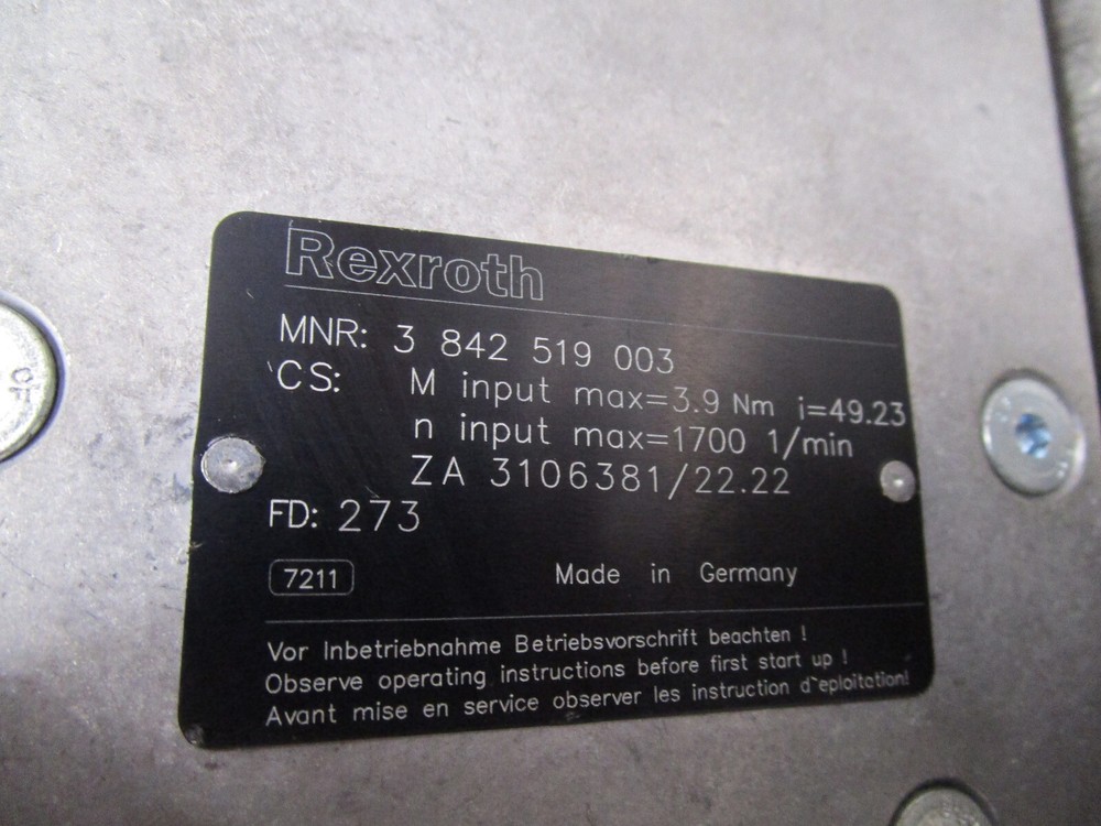 NEW BOSCH REXROTH 3842519003, SPEED REDUCER GEARBOX