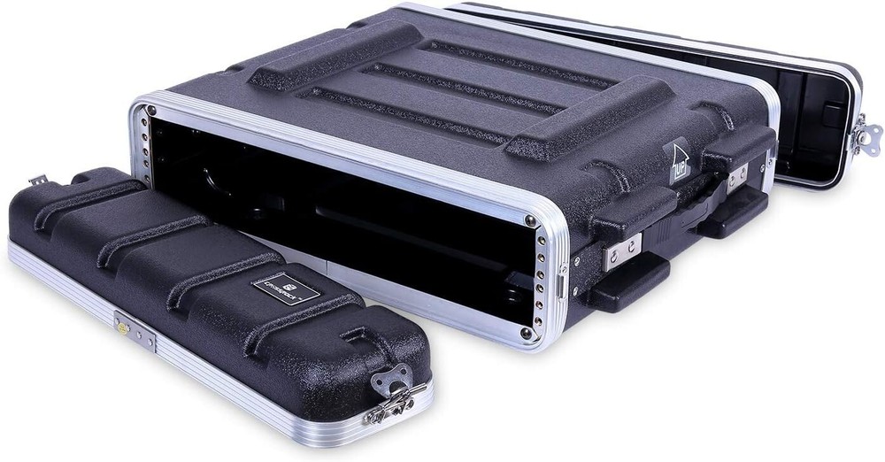Crossrock Stackable 2U Rack Case, Standard 19.25” Depth, Polyethylene Hard-Black