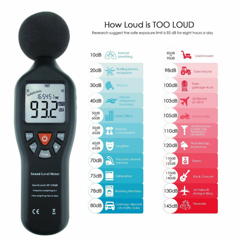 Sound Level Meter Data Logging Function 30dB~130dB Noise Tester Measuring Range