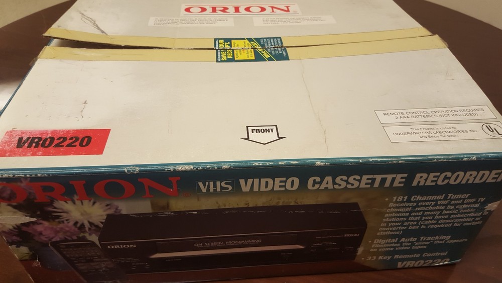 ORION VHS VIDEO CASSETTE RECORDER 2 HEAD/ON SCREEN PROGRAMMING MODEL # VR0220