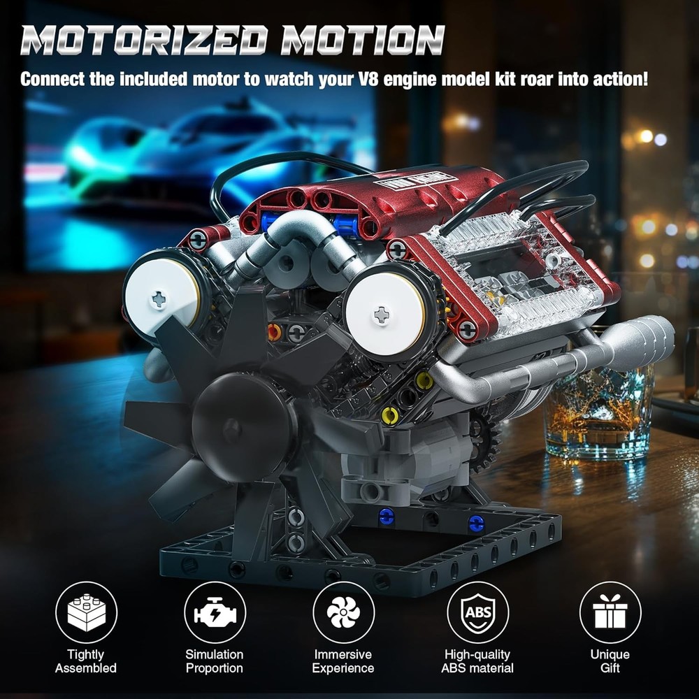 V8 Engine Model Kit That Runs,Build Your Own STEM Mini Engine Kit with Motor..