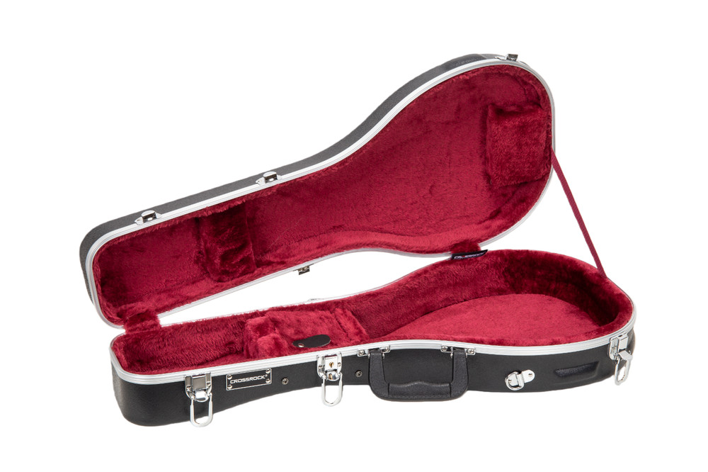 Crossrock ABS Molded Case for A-Style Mandolin | Plush Interior-Black