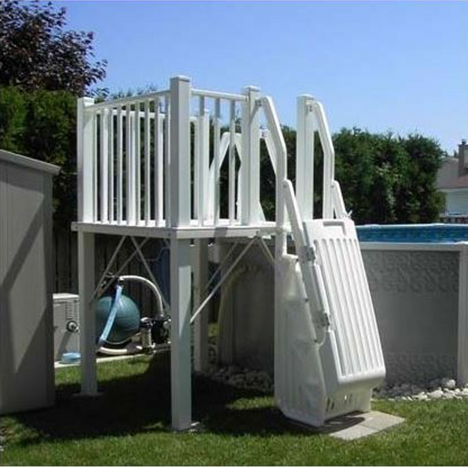 VinlyWorks SD-T 5' x 5' Resin Above Ground Swimming Pool Deck Kit - Taupe Color