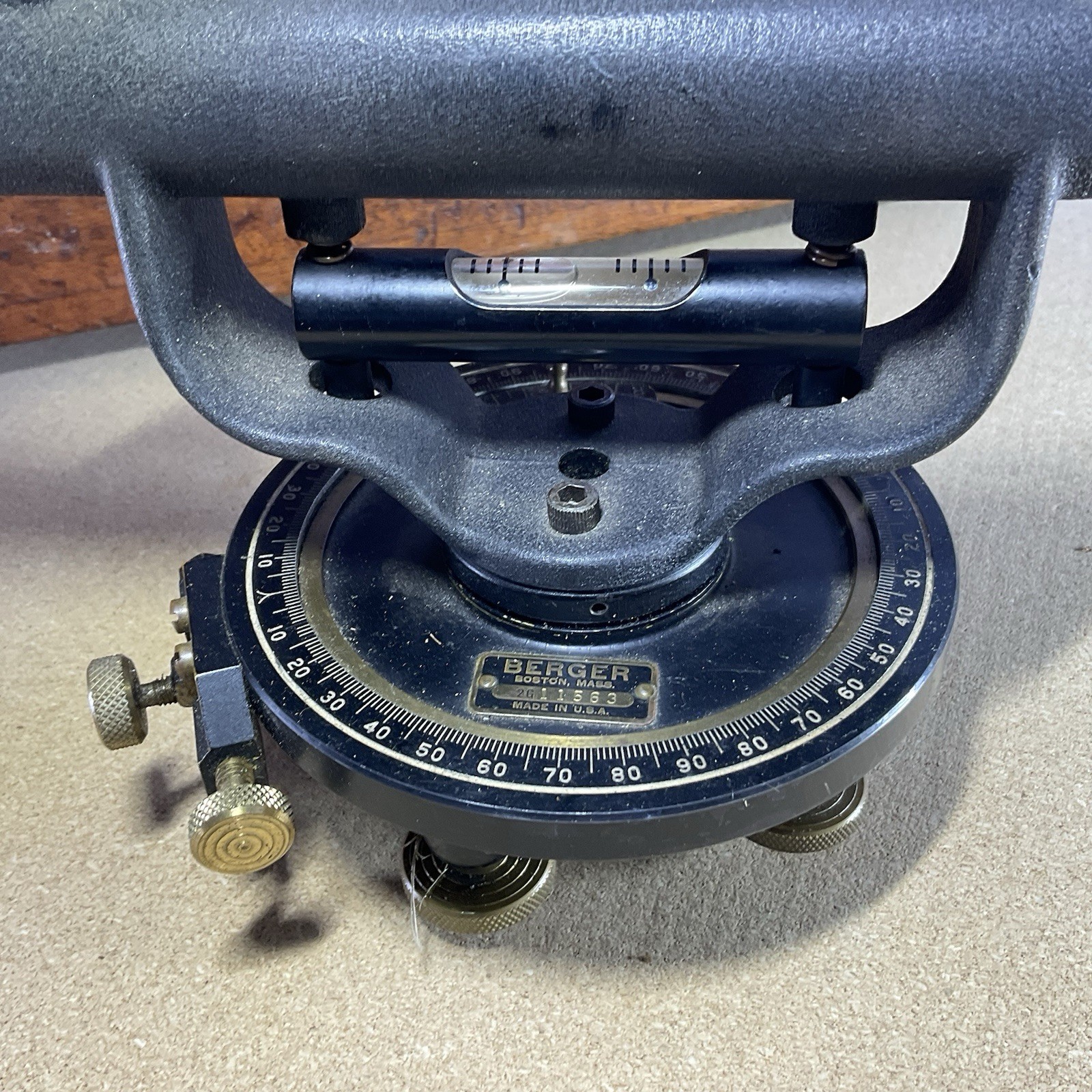 BERGER Model 110B Transit Level w/ Wood Case +Extras ~ Vintage 1960's