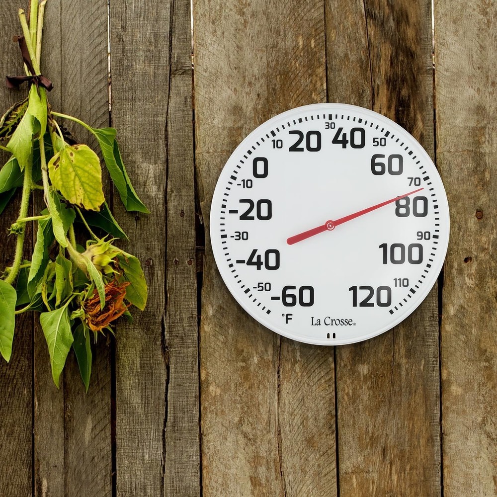 La Crosse 8" Round Analog Dial Thermometer, White