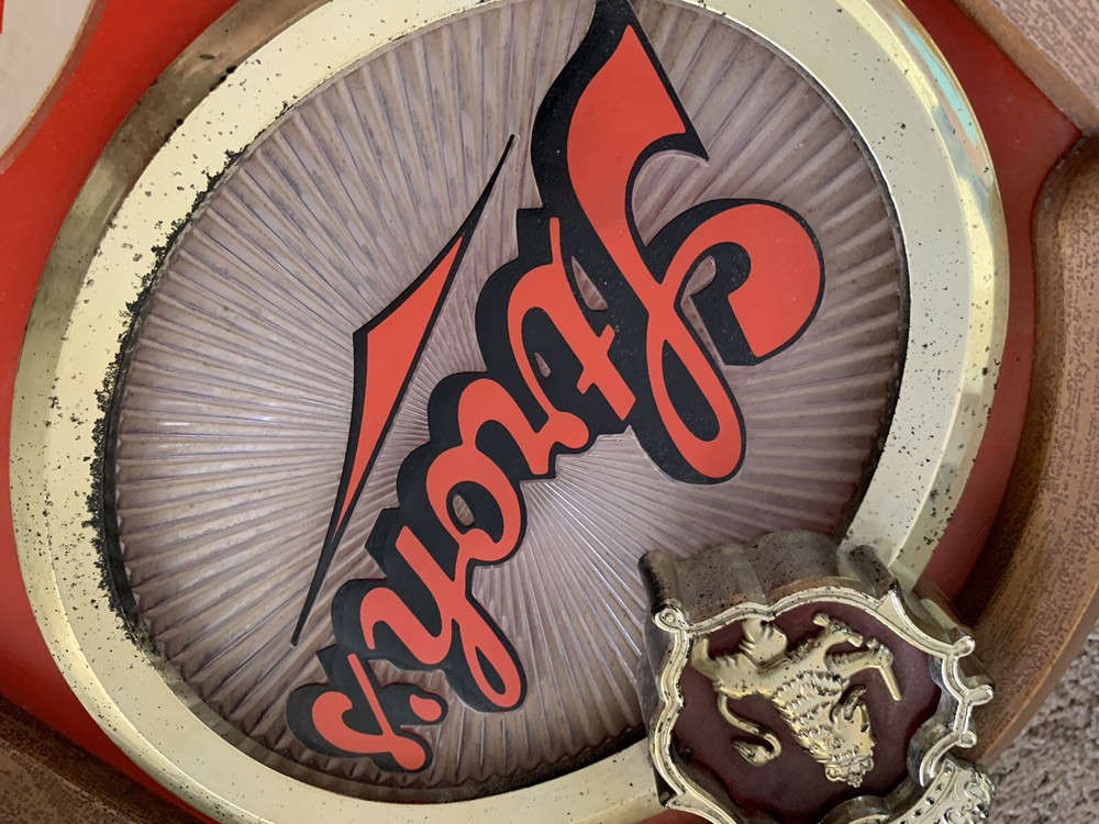 VINTAGE STROH'S ELECTRIC LIGHTED WALL CLOCK,