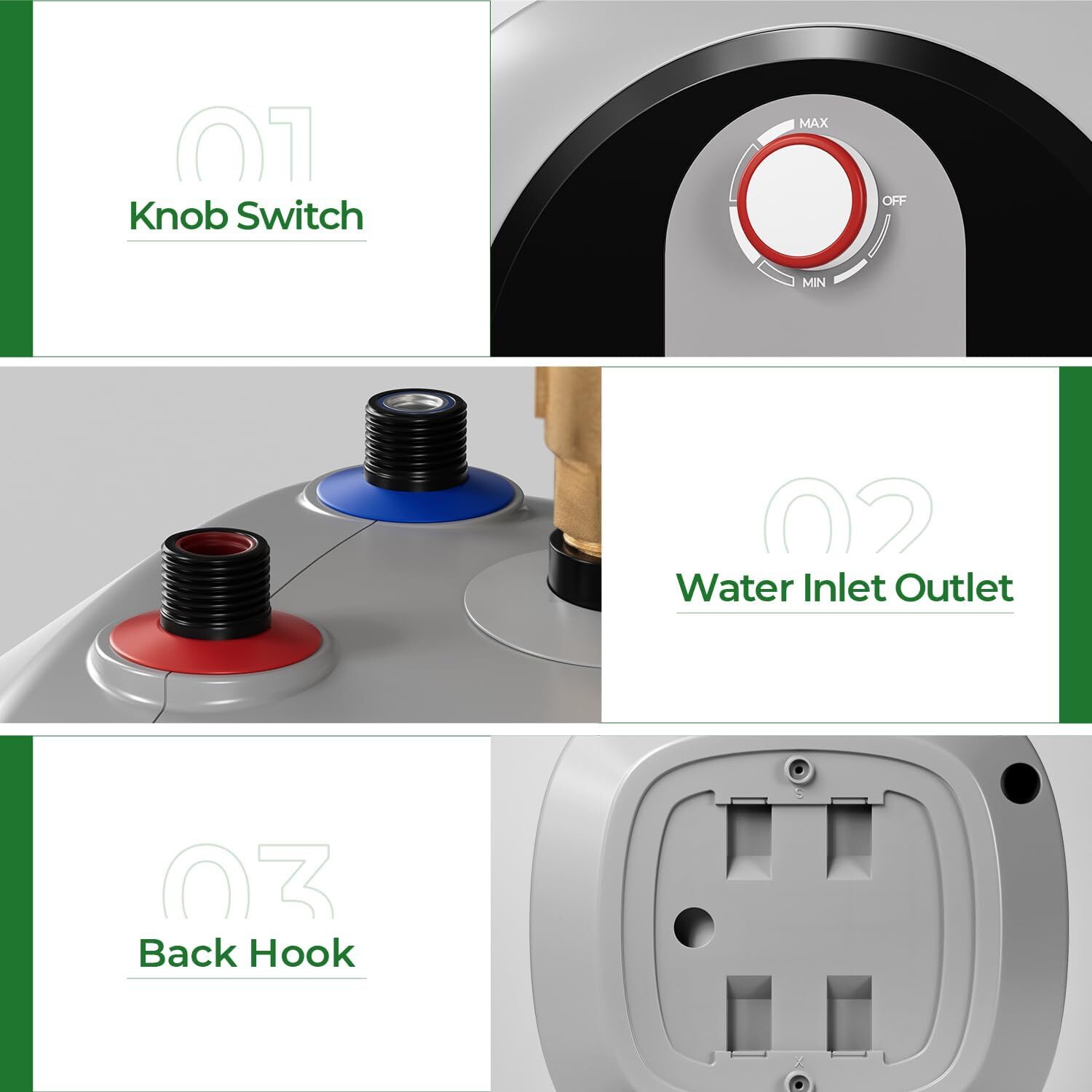 【99% NEW】FOGATTI 2.5/4/8 Gallon Electric Mini Tank Hot Water Heater 1440W Boiler