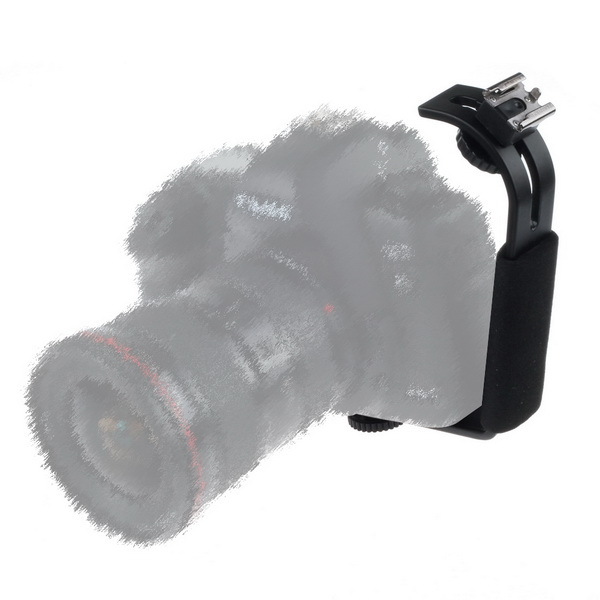 D-shaped adjustable hot shoe metal flash bracket for camera flash speedlite LED