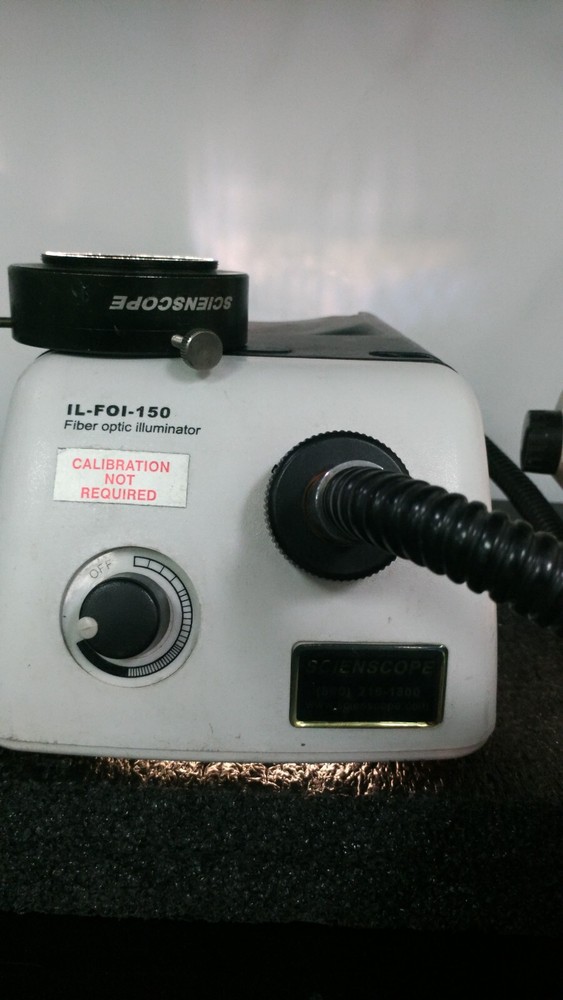 SCIENSCOPE IL-FOI-150 Fiber Optic Illuminator w Light Source Ring and Microscope