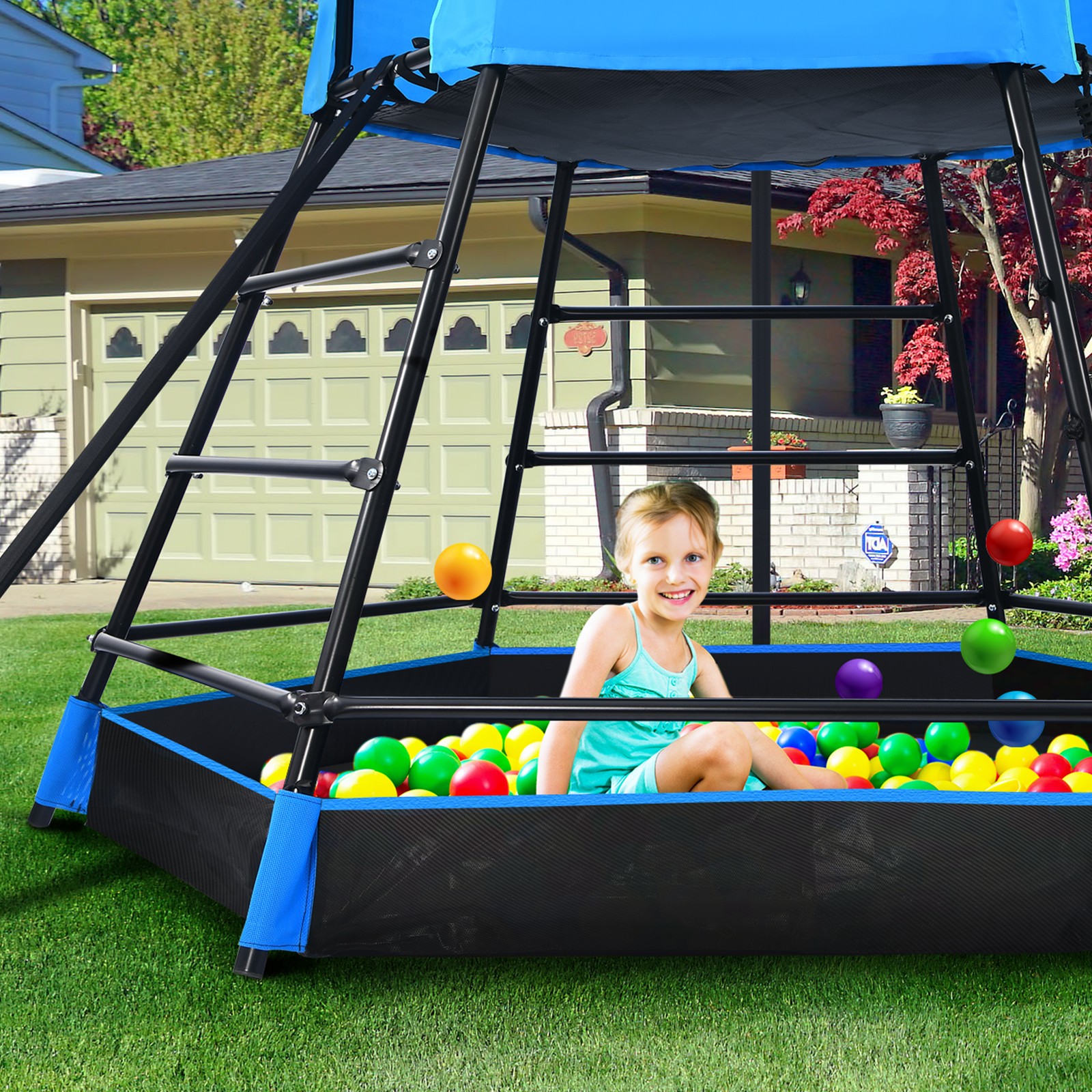 Climbing Toys Dome Climber with Platform and Tent Kids Outdoor Playground Set