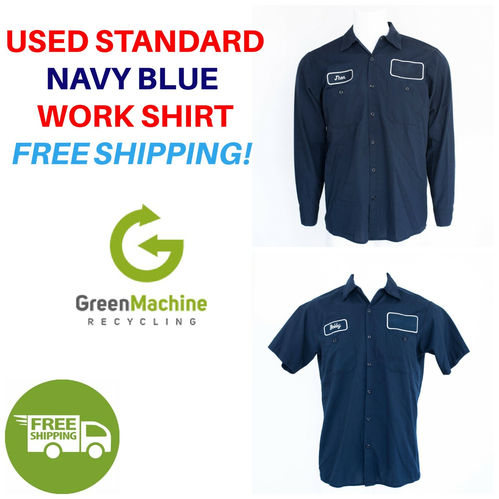 Used Work Shirts Cintas, Redkap, Unifirst, G&K Navy Blue FREE SHIP