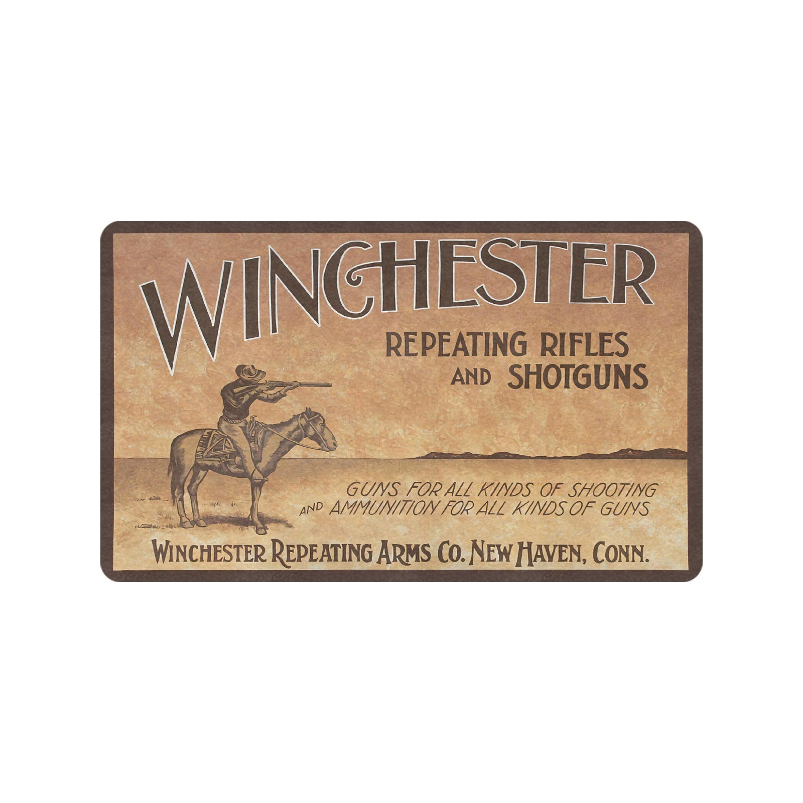 Vintage Style Winchester Repeating Rifles & Shotguns Doormat Rug In / Out Decor