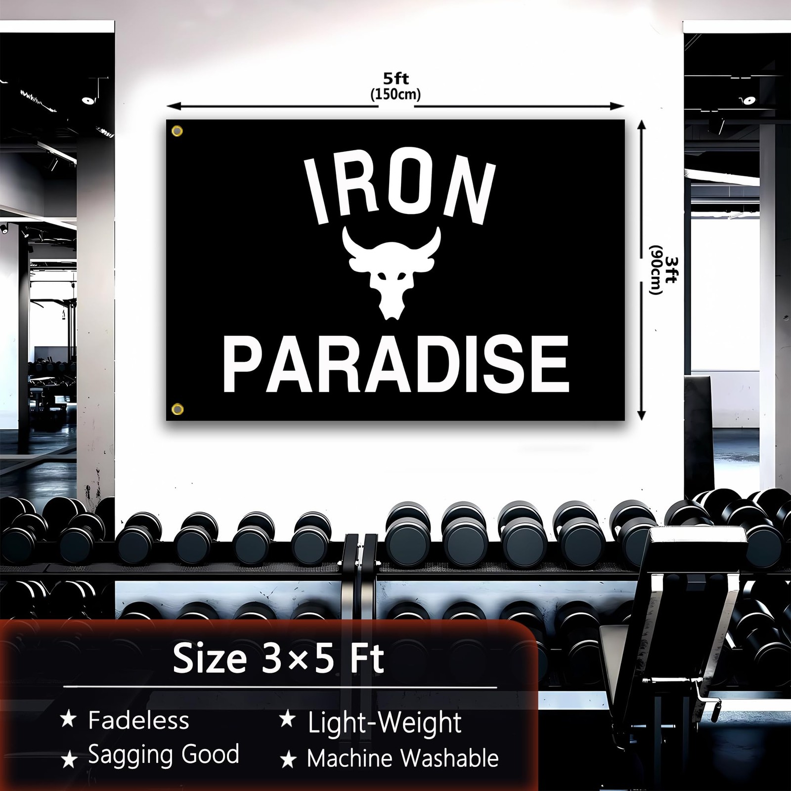 Iron Paradise Flag 3x5 Ft Motivational Flag Fitness Inspirational Flags for R...