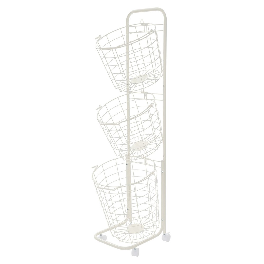 3 Tier Plastic Wheeled Laundry Hamper Rolling Clothes Storage Basket Garbage Bin
