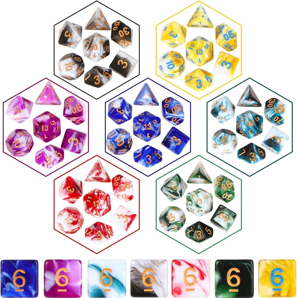 Bulk 700-Piece DND Polyhedral Dice Sets - Includes 10 Drawstring Bags!=
