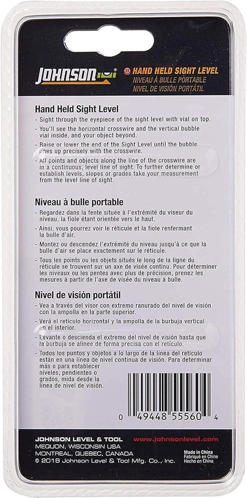 Johnson Level & Tool 80-5556 Hand Held Sight Level, Orange, 1 Level